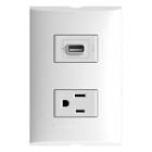 [FOR-FZA29S21] CONTACTO ELECTRICO CON PLACA SENCILLO 2P+T C/PROTECCION INFANTIL 15A 127V + 1 CARG USB 1.1A