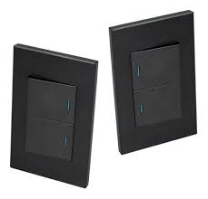 [SUR-P622N] APAGADOR ELECTRICO DOBLE 1/2 CON PLACA 16 A DE ABS Y COBRE NEGRO