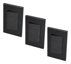 [SUR-P623N] APAGADOR ELECTRICO TRIPLE 1/3 CON PLACA 16 A DE ABS Y COBRE NEGRO