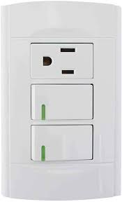 [SUR-P626B] APAGADOR ELECTRICO DOBLE CON CONTACTO ATERRISADO 1/3 CON PLACA 16 A DE ABS Y COBRE BLANCO