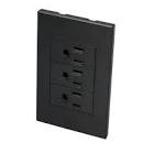 [SUR-P628N] CONTACTO ELECTRICO TRIPLE ATERRIZADO 1/3 CON PLACA 16 A DE ABS Y COBRE NEGRO