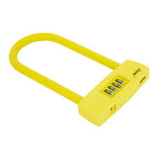 [PHI-BICIGANAAMBP] CANDADO DE COMBINACION PARA BICICLETA O MOTO 123MM GANCHO EXTRA LARGO 22.7 CM AMARILLO (BLISTER)