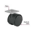 [SUR-RY4G] RODAJA DE NYLON 40 MM TIPO YO-YO SIN FRENO CON PLACA