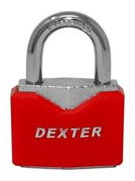 [DEX-16947] CANDADO METALICO 40MM GANCHO CORTO CUBIERTA DE PLASTICO ROJO