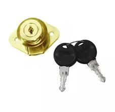 [DEX-6843] CERRADURA PARA MUEBLE CILINDRO TECLAS DE OVALO LATON BRILLANTE