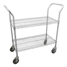 [URR-44186] CARRO UTILITARIO DE ALAMBRE 36" X 24" 2 NIVELES CON RUEDAS DE POLIURETANO DE 5"