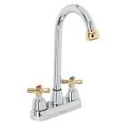 [RUG-24BP] MEZCLADORA PARA LAVABO TIPO BAR (MANERALES, CARTUCHO CERAMICO) CROMO-ORO