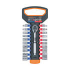 [URR-4700PM] JUEGO DADOS CUADRO 1/4" STD (1/4" A 1/2")Y MM (4MM A 13MM)  12 Y 6 PTAS. (15 PZAS) CJ. PLASTICA