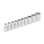 [URR-47106] JUEGO DADOS CUADRO 1/4" CORTO  6 PTAS. EN RIEL Y CLIPS (10 PZAS)