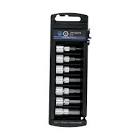 [URR-4990BDM] JUEGO DADOS CUADRO  3/8" CORTO PTA. HEX. Y BOLA EN RIEL Y CLIPS (8 PZAS) DE 3MM A 4MM