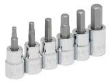 [URR-4990M6] JUEGO DADOS CUADRO  3/8" CORTO PTA. HEX. EN RIEL Y CLIPS (6 PZAS) DE 4MM A 10MM
