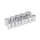 [URR-52130] JUEGO DADOS CUADRO 3/8" CORTO STD 12 PTAS. Y ACCS. (12 PZAS) CJ. METALICA