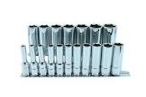 [URR-52203] JUEGO DADOS CUADRO 3/8" LARGO MM 6 PTAS. EN RIEL Y CLIPS (18 PZAS)
