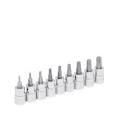 [URR-5239C] JUEGO DADOS CUADRO 3/8"  CORTO PTA. TORX EN RIEL Y CLIPS (9 PZAS) DE T10 A T50