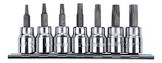 [STA-87-342] JUEGO DADOS CUADRO 3/8" CORTO PTA. TORX EN RIEL Y CLIPS (7 PZAS) DE T15 A T55