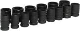 [URR-74204M] JUEGO DADOS DE IMPACTO 1/2" MM CORTO 6 PTAS. EN RIEL Y CLIPS (15 PZAS)