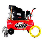 [GON-930P] COMPRESOR MOTO LUBRICADO 120V 3450 RPM 2.0 HP 24 LT. HORIZONTAL + MANGUERA 170 + PISTOLA 28VINILICA