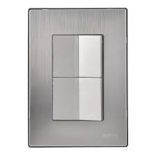 [AXO-INOX1012] APAGADOR ELECTRICO CON APAGADOR DE ESCALERA CON PLACA DE A. INOX DE 1.5 MODULOS 125 V 15 A A. PLATA