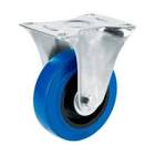 [SUR-RGO7F] RODAJA GOMA ELASTICA AZUL 3" RIN PLASTICO RODAMIENTO DE BOLA SOPORTE TIPO PLACA FIJA