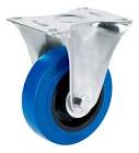 [SUR-RGO10F] RODAJA GOMA ELASTICA AZUL 4" RIN PLASTICO RODAMIENTO DE BOLA SOPORTE TIPO PLACA FIJA