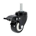 [SUR-RVNE7B] RODAJA PVC NEGRO C/ESPIGA ROSCADA 3" RIN PLASTICO ROD. DOBLE BOLA SOPORTE T.PLACA GIRATORIA C/FRENO