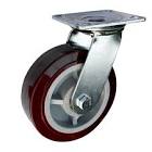 [SUR-RPU12B] RODAJA DE POLIURETANO MARRON 5" RIN PLASTICO RODAMIENTO DE RODILLO SOPORTE T.PLACA GIRATORIA C/FRENO