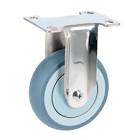 [SUR-RTI10F] RODAJA TPR GRIS HERRAJES A. INOX 4" RIN PLASTICO RODAMIENTO BOLA SOPORTE T. PLACA FIJA