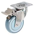 [SUR-RTI10G] RODAJA TPR GRIS HERRAJES A. INOX 4" RIN PLASTICO RODAMIENTO BOLA SOPORTE T. PLACA GIRATORIA