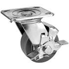 [SUR-RTG15B] RODAJA DE TPR GRIS 6" RIN PLASTICO RODAMIENTO DE RODILLO SOPORTE TIPO PLACA FIJA GIRATORIA CON FRENO