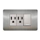 [SUR-P427P] CONTACTO ELECTRICO CON PLACA DOBLE ATERRIZADO PLATA