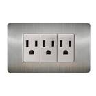 [SUR-P428P] CONTACTO ELECTRICO CON PLACA TRIPLE ATERRIZADO PLATA
