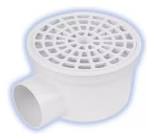 [FLE-2270] COLADERA SALIDA LATERAL REDONDA BOTE CON REJILLA BLANCA DE ABS