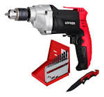 [URR-JT01] TALADRO ELECTRICO 3/8" 450W + NAVAJA ABATIBLE 1 HOJA ALUMINIO + JUEGO 13 BROCAS NEGRAS