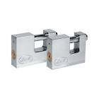 [LOC-J2CC] JUEGO DE CANDADOS P/CORTINA DE ACERO CROMO 80MM GANCHO LARGO (2 PZAS)