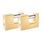 [LOC-J2CCL] JUEGO DE CANDADOS P/CORTINA DE LATON BRILLANTE 80MM GANCHO LARGO (2 PZAS)