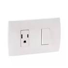 [MAR-69234] CONTACTO ELECTRICO CON PLACA 2P+T 16A CON PROTECCION INFANTIL CON APAGADOR 1 VIA 10A 127V BLANCO