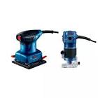 [BOS-12A8-0G001] LIJADORA ORBITAL 1/4 HOJA 220 W 14000-28000 OPM (GSS 140)+ROUTER 1/4" 550 W 33000 RPM (GKF 550)