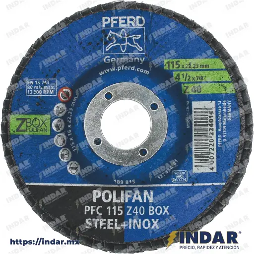 [PFE-224014] DISCO LAMINADO T-29 4.1/2"X7/8" G40 START STEELOX DESB METAL POLIFAN PFC 115 (EAN 4007220)