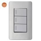 [MAG-PAI-03] PLACA C/3 APAGADORES ACERO INOX.