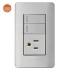 [MAG-PAI-1021] PLACA C/2 APAGADORES Y UN CONTACTO ACERO INOX.