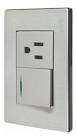 [MAG-PAI-1022] PLACA C/UN CONTACTO Y UN APAGADOR ACERO INOX.