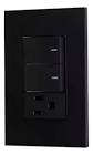 [MAG-PNM-1003] PLACA C/2 INTERRUPTORES Y UN CONTACTO NEGRO MATE