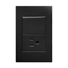 [MAG-PNM-1022] PLACA C/UN CONTACTO Y UN APAGADOR NEGRO MATE