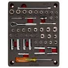 [URR-CH111P] JUEGO DADOS CUADRO C/ACCESORIOS COMBINADOS 1/4" (48PZS)