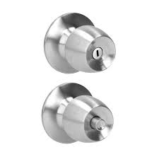 [PRO-36POP] CERRADURA POMO CILINDRICO MEDIA COPA  BAÑO, ACERO INOXIDABLE, LLAVE ESTANDAR(BLISTER)