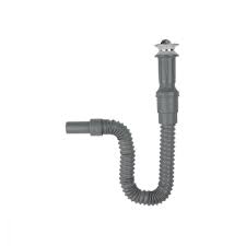 [URR-3711G] CESPOL PARA LAVABO FLEXIBLE CON BOTE CHICO GRIS CON REJILLA DE ACERO