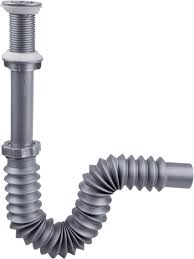 [URR-3712G] CESPOL PARA LAVABO FLEXIBLE SIN BOTE CHICO GRIS Y REJILLA DE ACERO