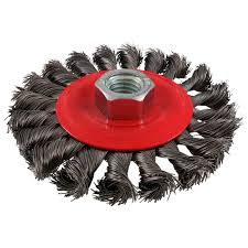 [URR-C946] CARDA CIRCULAR ALAMBRE TRENZADA FINO ACERO INOXIDABLE 6" X 0.40 MM CON ROSCA 5/8"