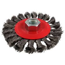 [URR-C949] CARDA CIRCULAR ALAMBRE TRENZADA GRUESO ACERO INOXIDABLE 4" X 0.50 MM CON ROSCA M14