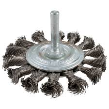 [URR-C960] CARDA CIRCULAR ALAMBRE TRENZADA FINO ACERO INOXIDABLE 3" X 0.35 MM CON ZANCO 1/4"